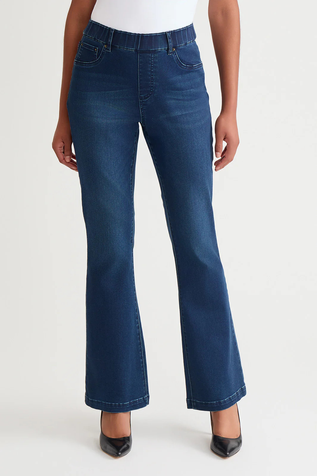 Denim Pull-On Flare Bootcut Jeans | Ming Wang