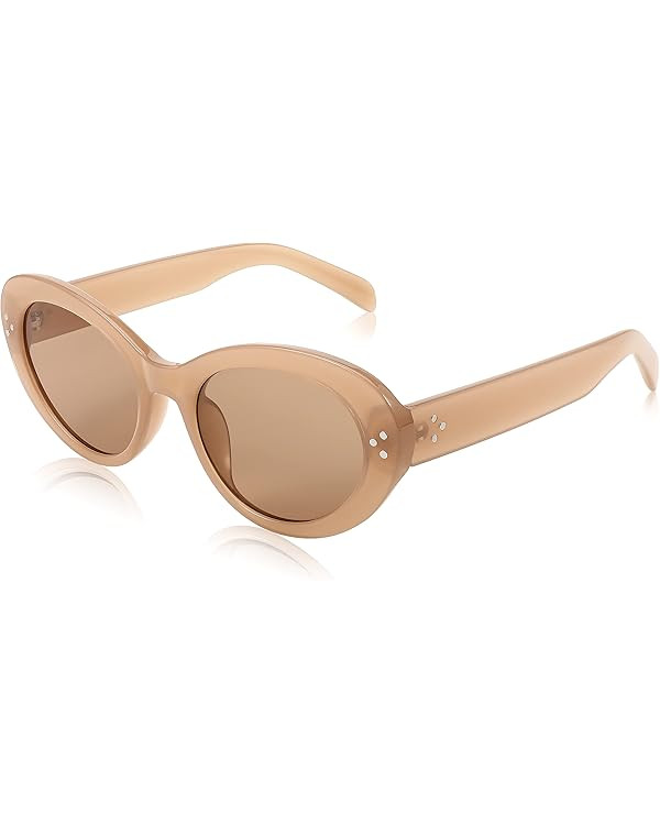 FEISEDY Y2k Oval Sunglasses Womens Thick Bold Retro Clout Goggles Round Cateye Shades B2313 | Amazon (US)