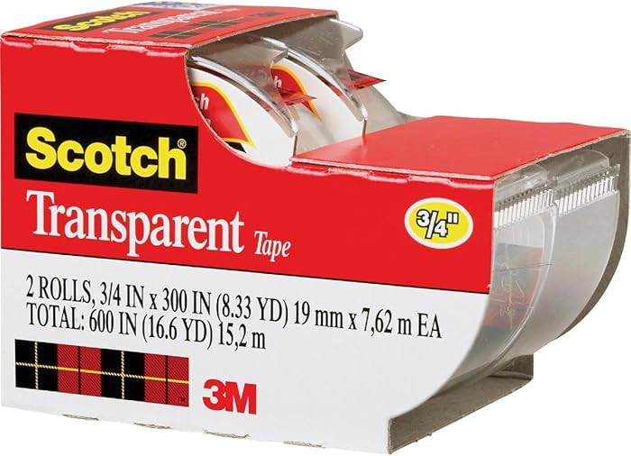 Scotch Transparent Tape, 3/4 in x 250 in, 2 Rolls | Amazon (US)