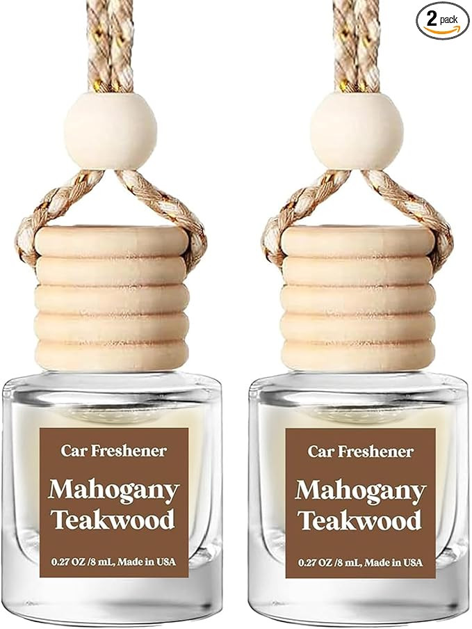 C Classy Car Air Freshener Hanging 2 Pack, Mahogany Teakwood Essential Oil Diffuser for Cars, Cut... | Amazon (US)