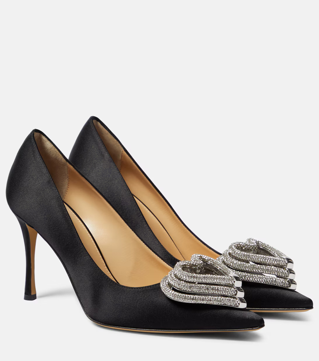 Triple Heart embellished satin pumps | Mytheresa (UK)