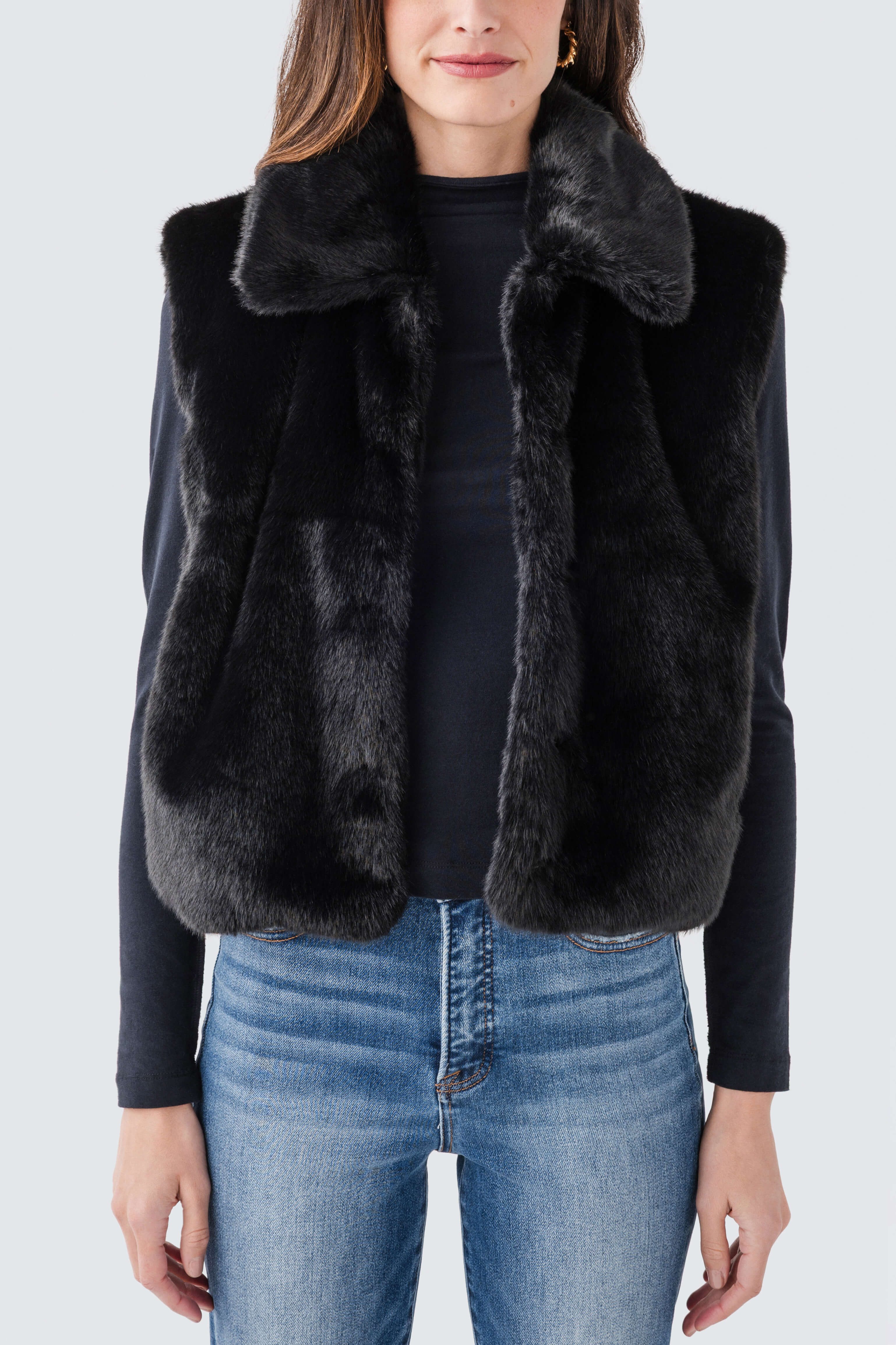Dress Forum Collared Faux Fur Vest | Social Threads