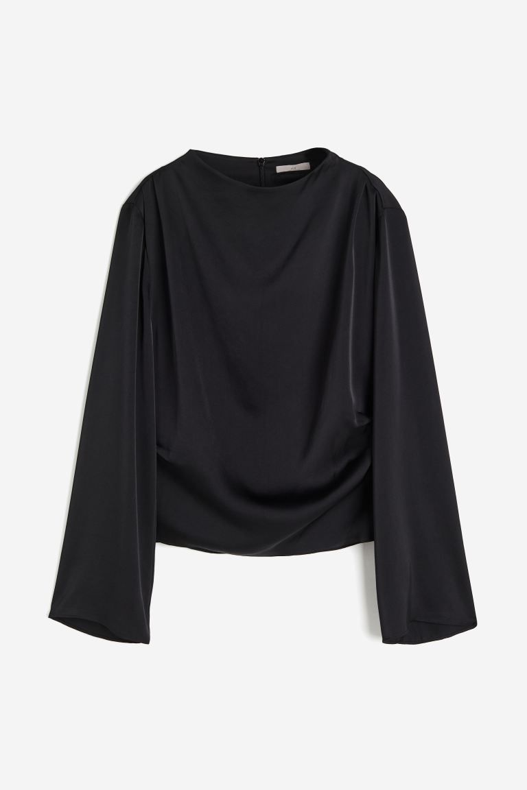 Satin blouse - Black - Ladies | H&M GB | H&M (UK, MY, IN, SG, PH, TW, HK)