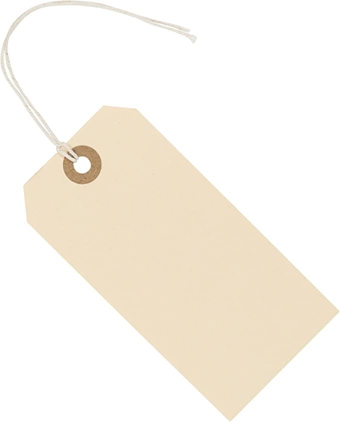 Manila Tags with String Attached - 4 3/4" x 2 3/8" Box of 100 Large 13pt Paper Tags with Strings ... | Amazon (US)