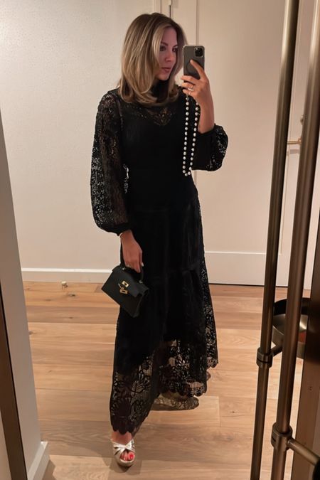 Black lace long dress // wearing a small 