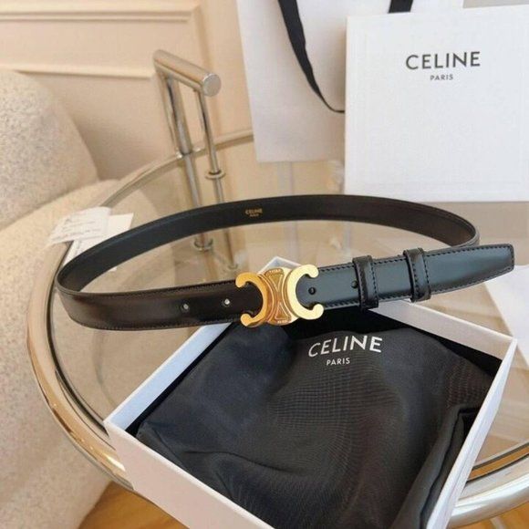 Celine medium triomphe belt in taurillon leather black | Poshmark