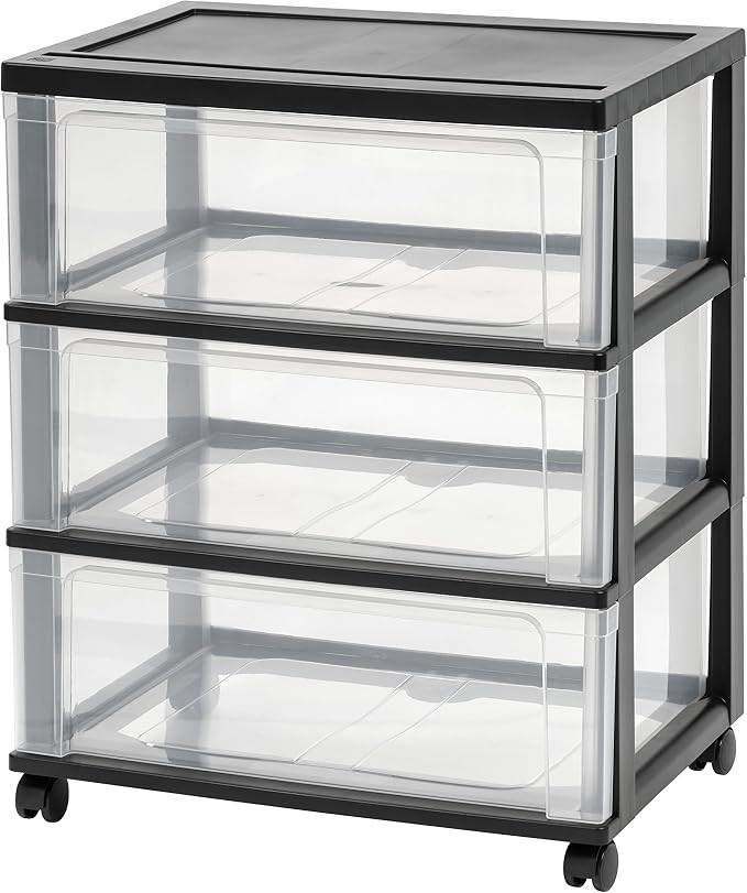 IRIS USA Plastic Drawer Storage Organizer Rolling Cart, with Wheels Casters, 3-Drawers, for Art C... | Amazon (US)