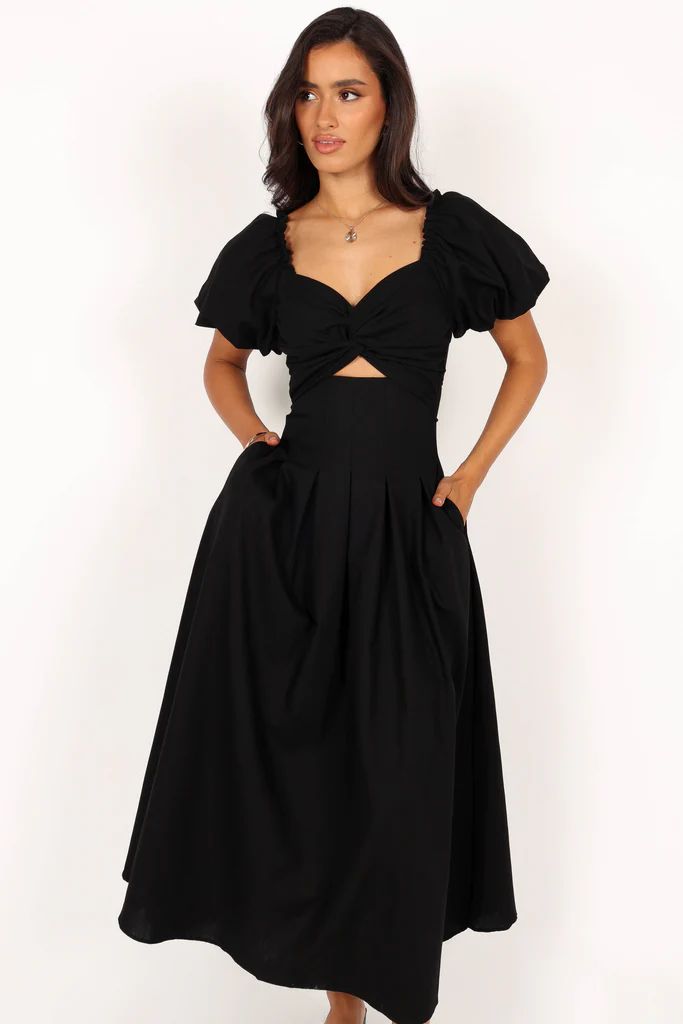 Maria Puff Sleeve Midi Dress - Black | Petal & Pup (US)