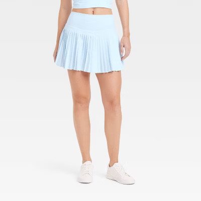 Women's High-Rise Woven Pleated Skort 15.75" - All In Motion™ Sky Blue S: Lightweight, Built-in... | Target
