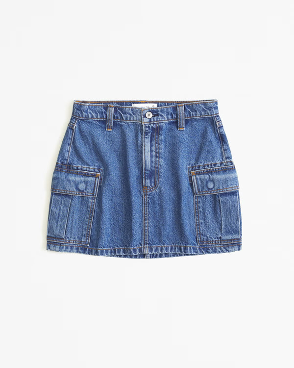 Women's Cargo Pocket Denim Mini Skirt | Women's Bottoms | Abercrombie.com | Abercrombie & Fitch (US)