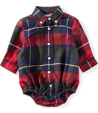 Ralph Lauren Baby Boys Long Sleeve Plaid Cotton Oxford Bodysuit | Dillard's | Dillard's