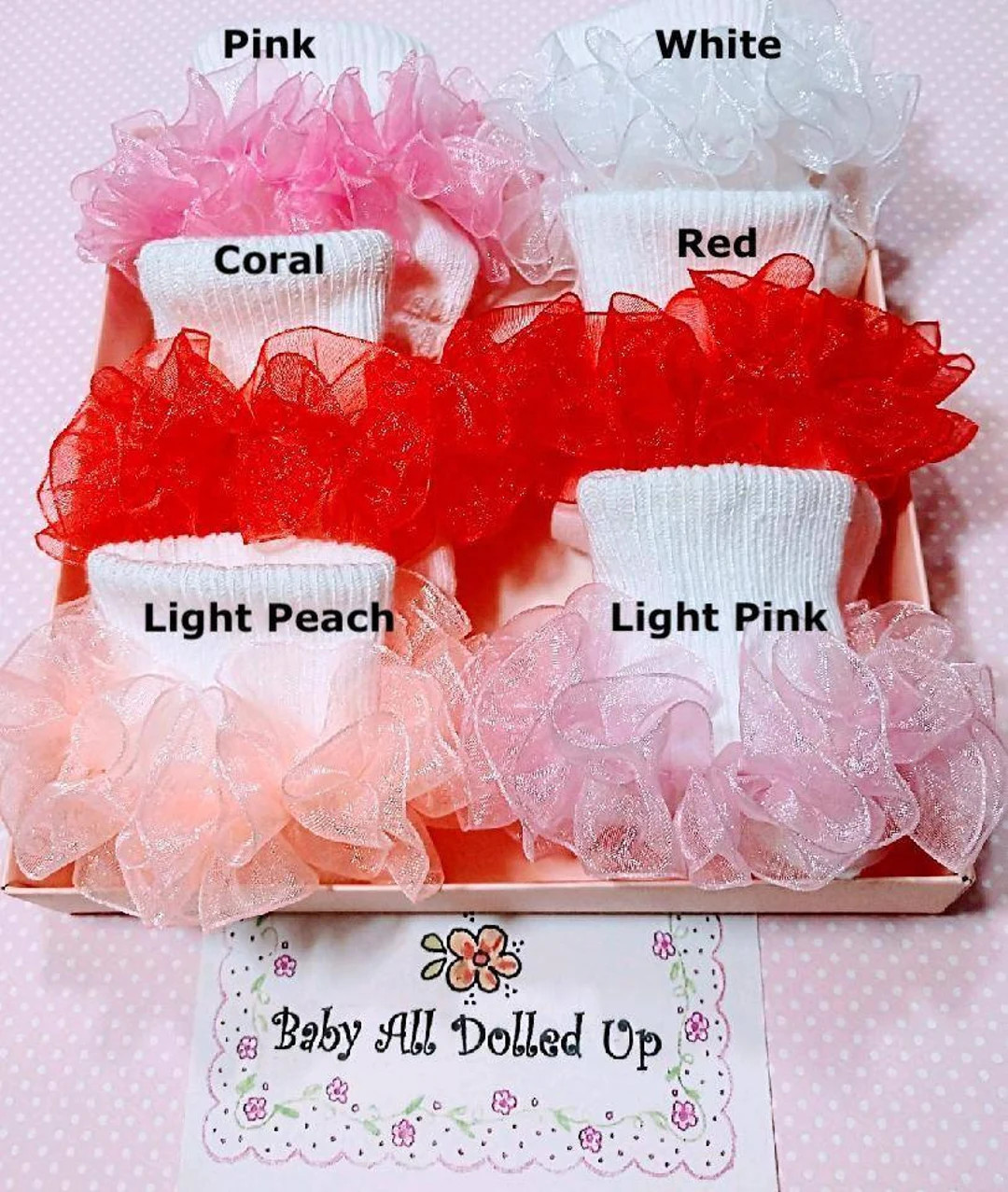 Ruffled Organza Baby Socks: Heat Sealed, Cotton Blend - Etsy | Etsy (US)