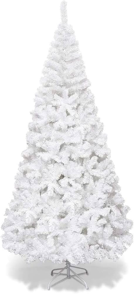 Goplus 6ft White Christmas Tree, Unlit Artificial Christmas Pine Tree with 650 PVC Branch Tips, F... | Amazon (US)