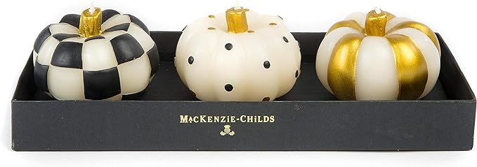 MACKENZIE-CHILDS Mini Pumpkin Candles - Black & Gold - Set of 3 | Amazon (US)