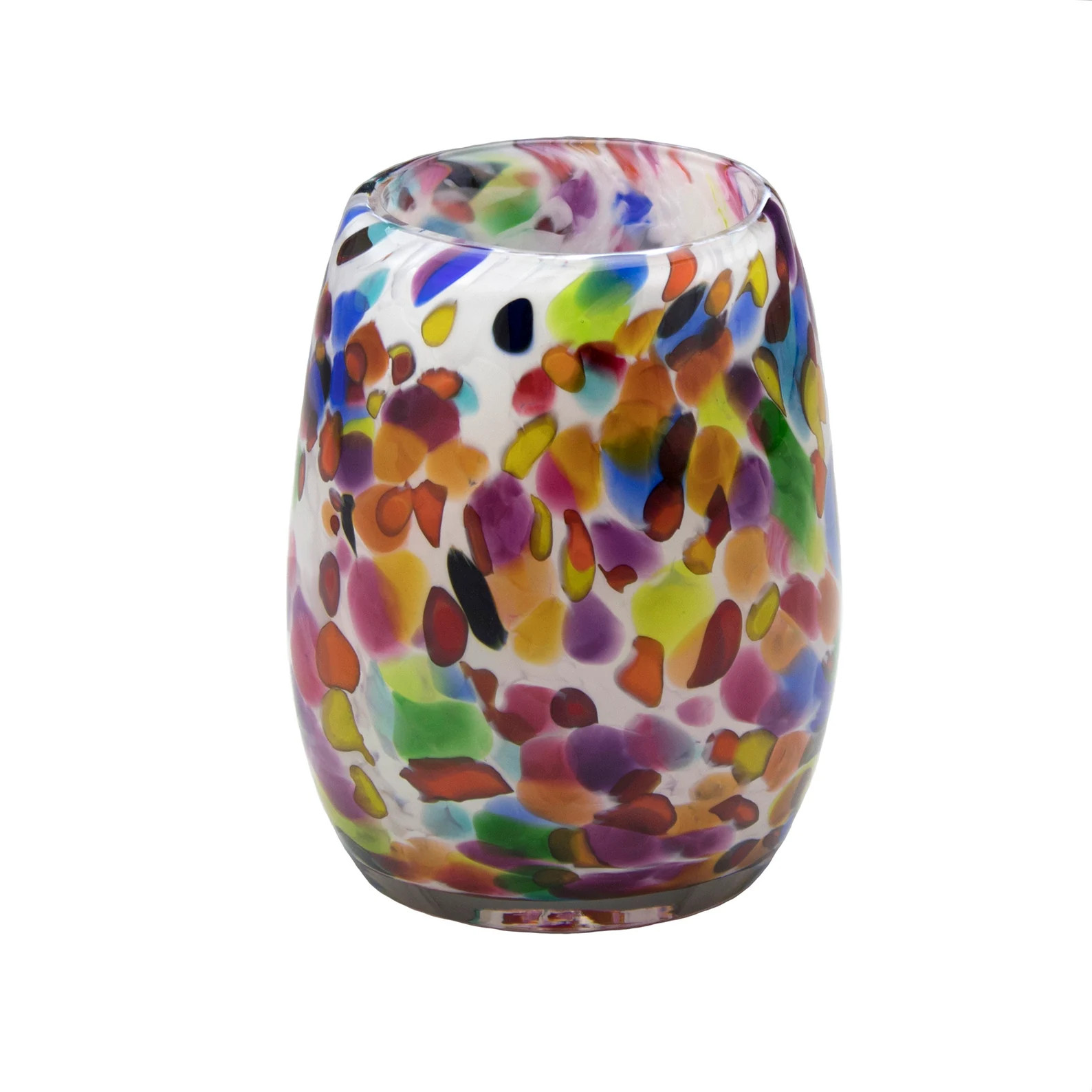 Votive Candle Holder  Hand Blown Art Glass in White Magic Mix | Etsy | Etsy (US)