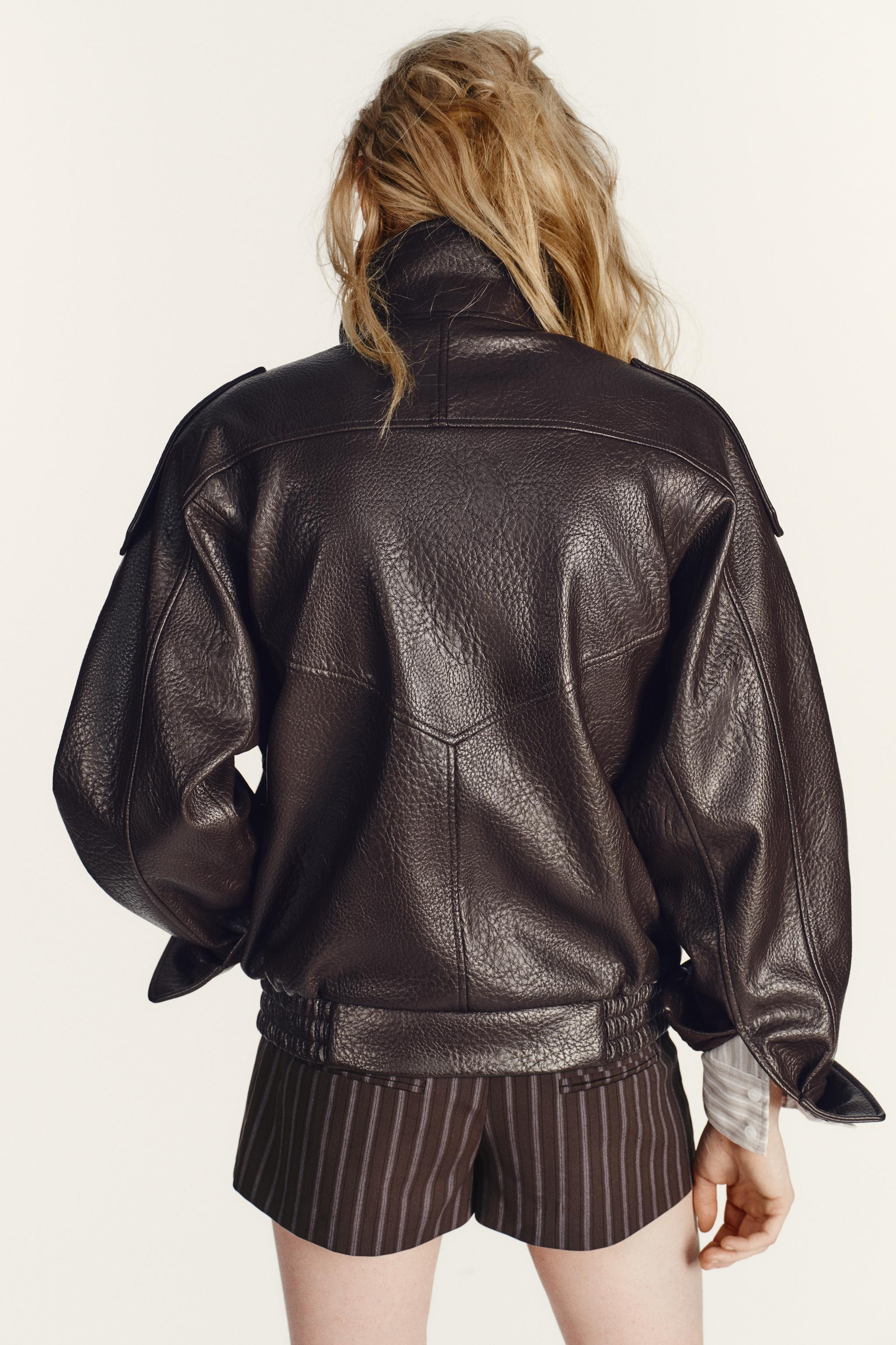 LEATHER EFFECT BIKER JACKET | Zara AU