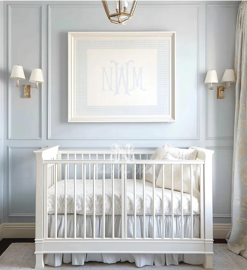 Blue Gingham Nursery Monogram Wall Art: Custom Baby Boy Nursery Decor (printable) - Etsy | Etsy (Global)