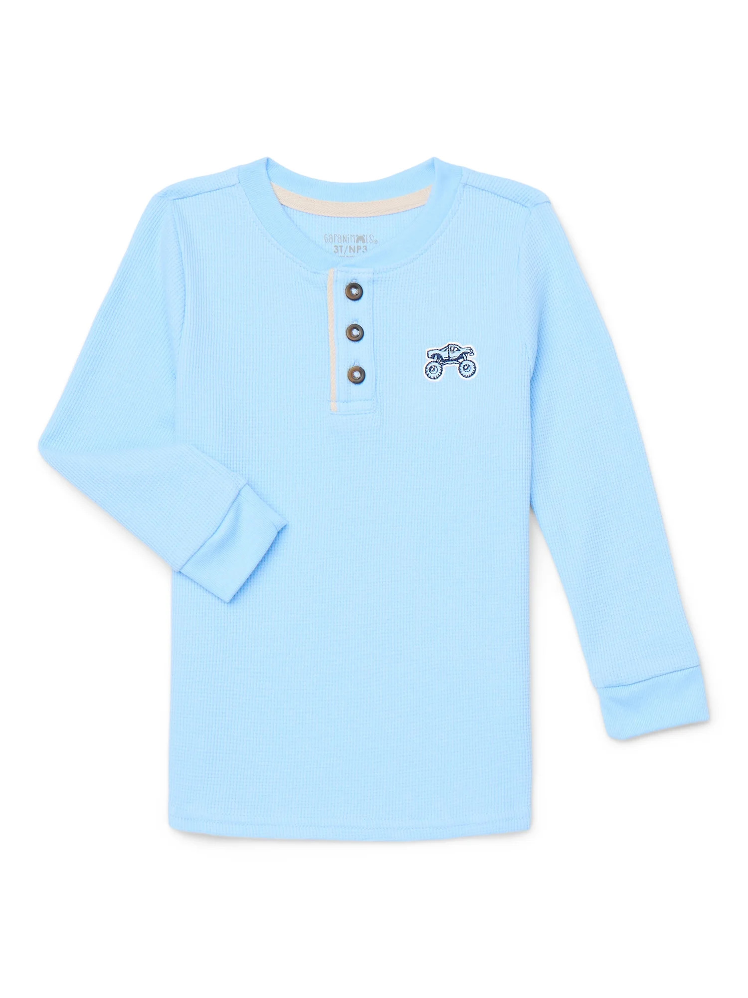 Garanimals Toddler Boys Waffle Henley Shirt with Long Sleeves, Sizes 18M-5T | Walmart (US)