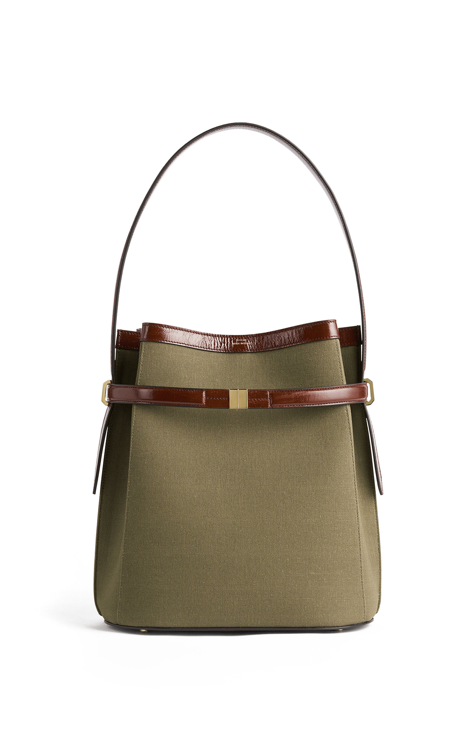 Belted Leather-Trimmed Canvas Bucket Bag | Moda Operandi (Global)