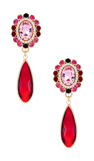 Stud Clip Oval & Drop Pendant Earrings in Pink, Red, Amethyst & Gold | Revolve Clothing (Global)