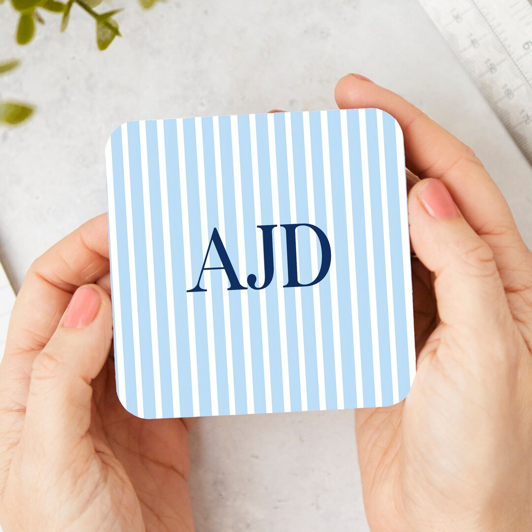 Personalized Coasters Blue White Coaster Set Coastal Decor Housewarming Gift Blue Coasters With I... | Etsy (US)