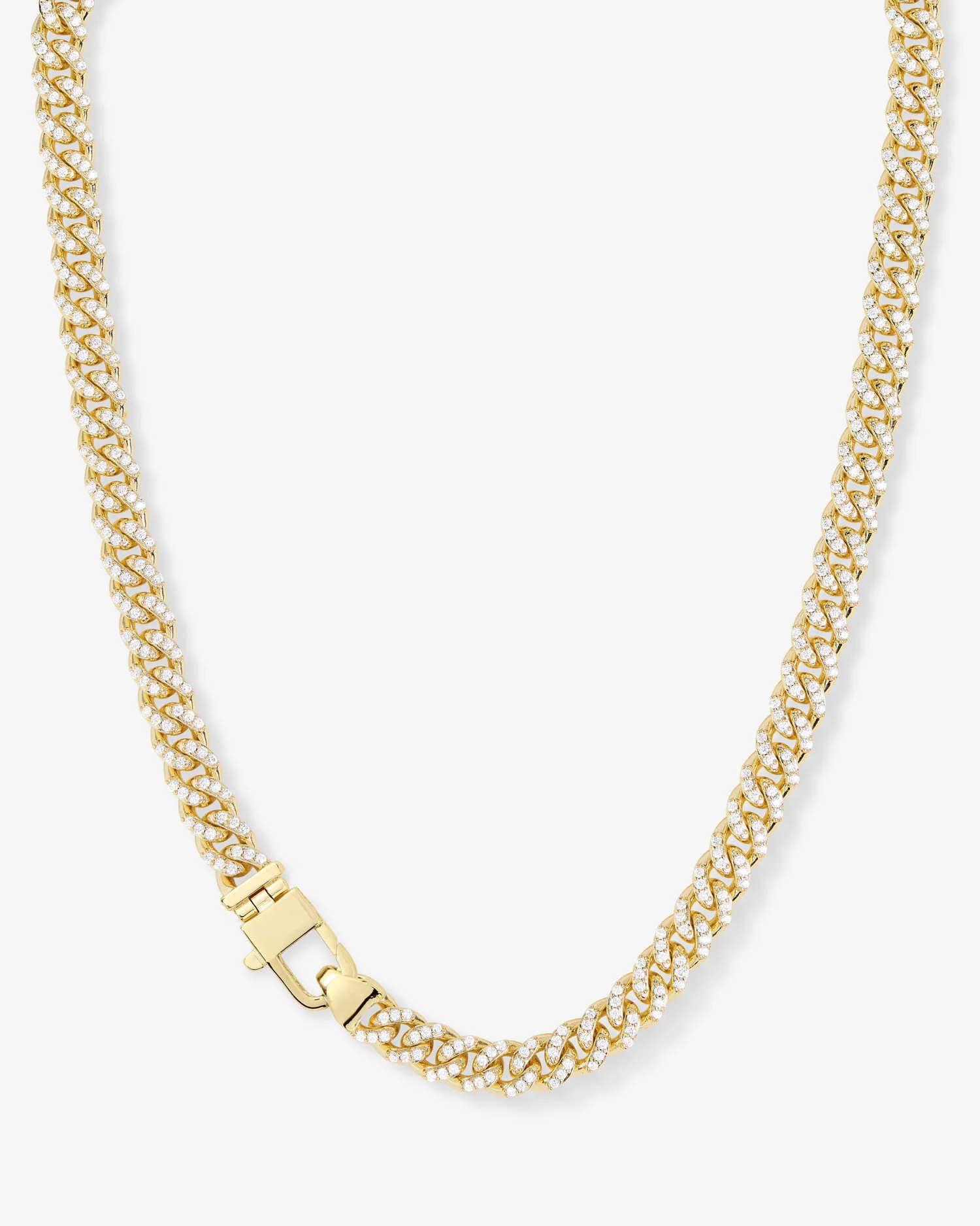 Pavé Julian Cuban Chain Necklace 6.8mm - Gold|White Diamondettes | Melinda Maria Jewelry