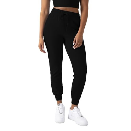 YITTY Active Women's Ultraluxe High-Waist Jogger Pant, Athleisure, Draw-String, Breathable, Pockets, Iconic Black, L, Regular | Amazon (US)