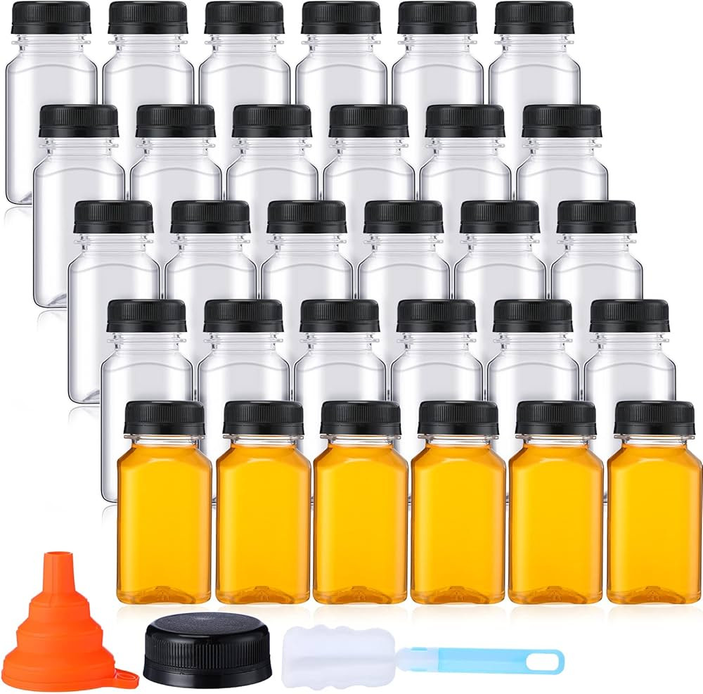 36 Pack 5 oz Plastic Juice Bottles Bulk with Lids Reusable Transparent Clear Drink Containers wit... | Amazon (US)