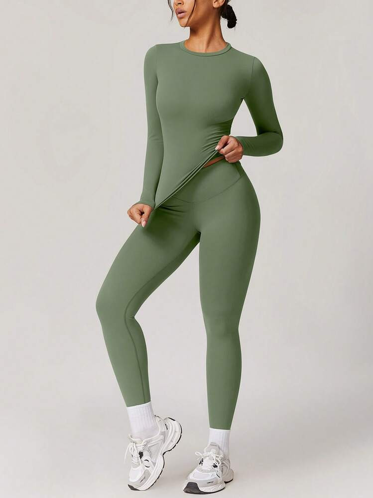 NcmRyu 1pc Women's Elastic Dance Fitness Yoga Outfit, Outdoor Sports Set | SHEIN