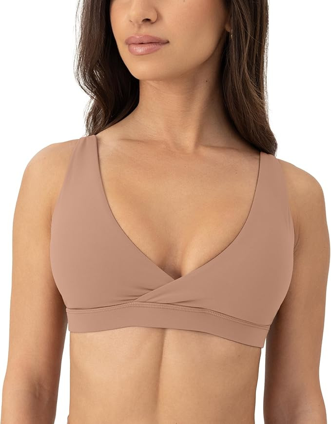 PAVOI ACTIVE V Neck Sports Bra for Women - Low Support Yoga Adjustable Straps Deep V Plunge Bra R... | Amazon (US)