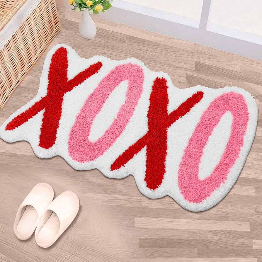 Boao Valentine's Day Rug XOXO Love Bathroom Rug 17 x 29 Inch Non-Slip Floor Mat for Bathroom Kitc... | Amazon (US)