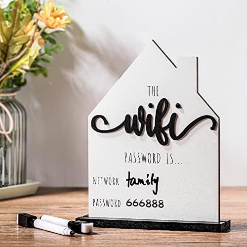 WiFi Password Sign for Home Wooden Table WiFi Sign Wooden WiFi Sign with Board Erasable Pen Chalkboa | Amazon (US)