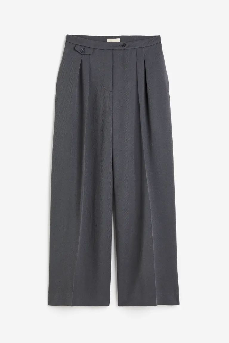 Wide-leg Wool-blend Pants - Gray - Ladies | H&M US | H&M (US + CA)