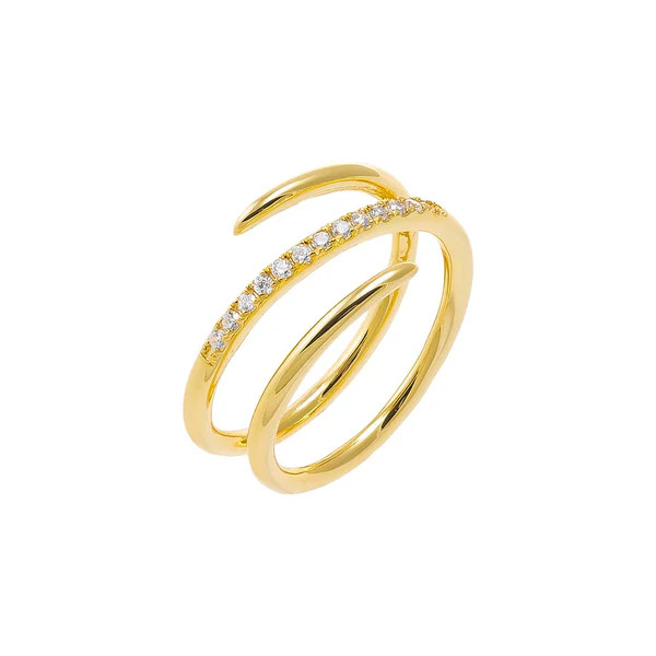 CZ Pave X Solid Triple Wrap Ring | Adina Eden