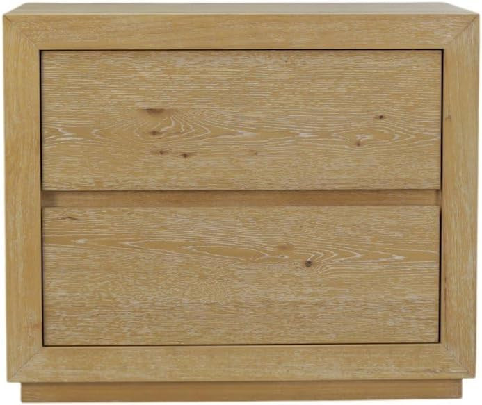Two Drawer Nightstand Solid Rubberwood & Oak Veneer Modern Farmhouse Design Durable Storage Solut... | Amazon (US)