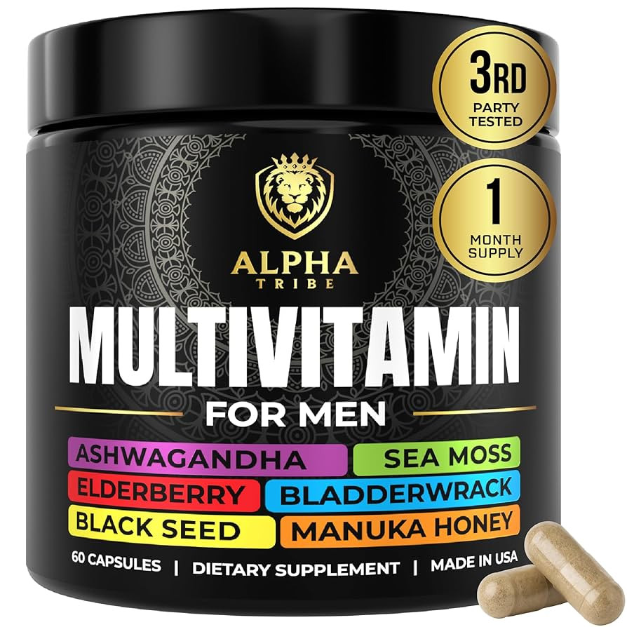 Alpha Tribe Multivitamin for Men with Seamoss Black Seed Oil Ashwagandha Burdock Root, Turmeric B... | Amazon (US)