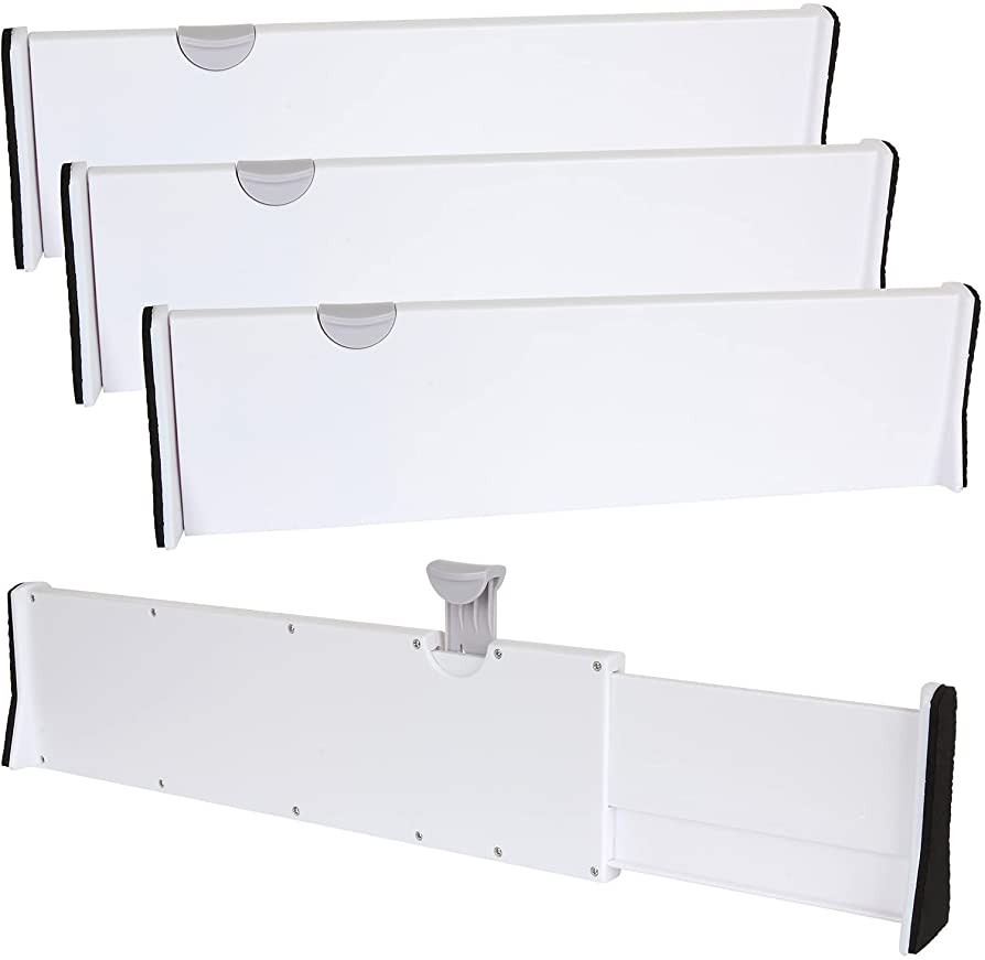 SENENQU 4PCS Adjustable Drawer Dividers, 15"-21" Expandable Drawer Organizer Set, Extendable Draw... | Amazon (UK)