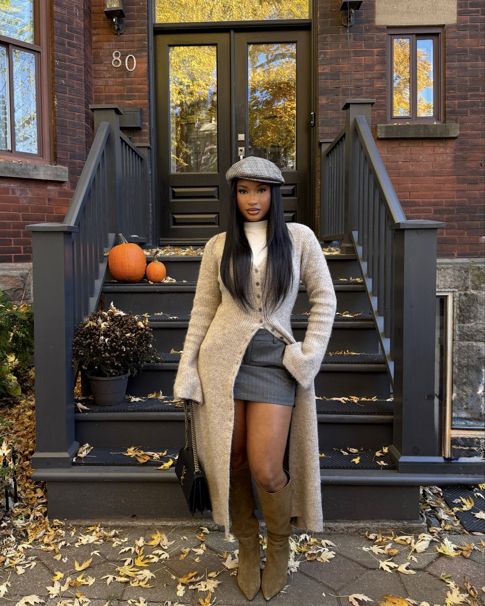 Love this fall outfit! 
An a line cardigan, mini skirt combo & suede knee high boots 

#LTKBeauty #LTKSeasonal #LTKStyleTip