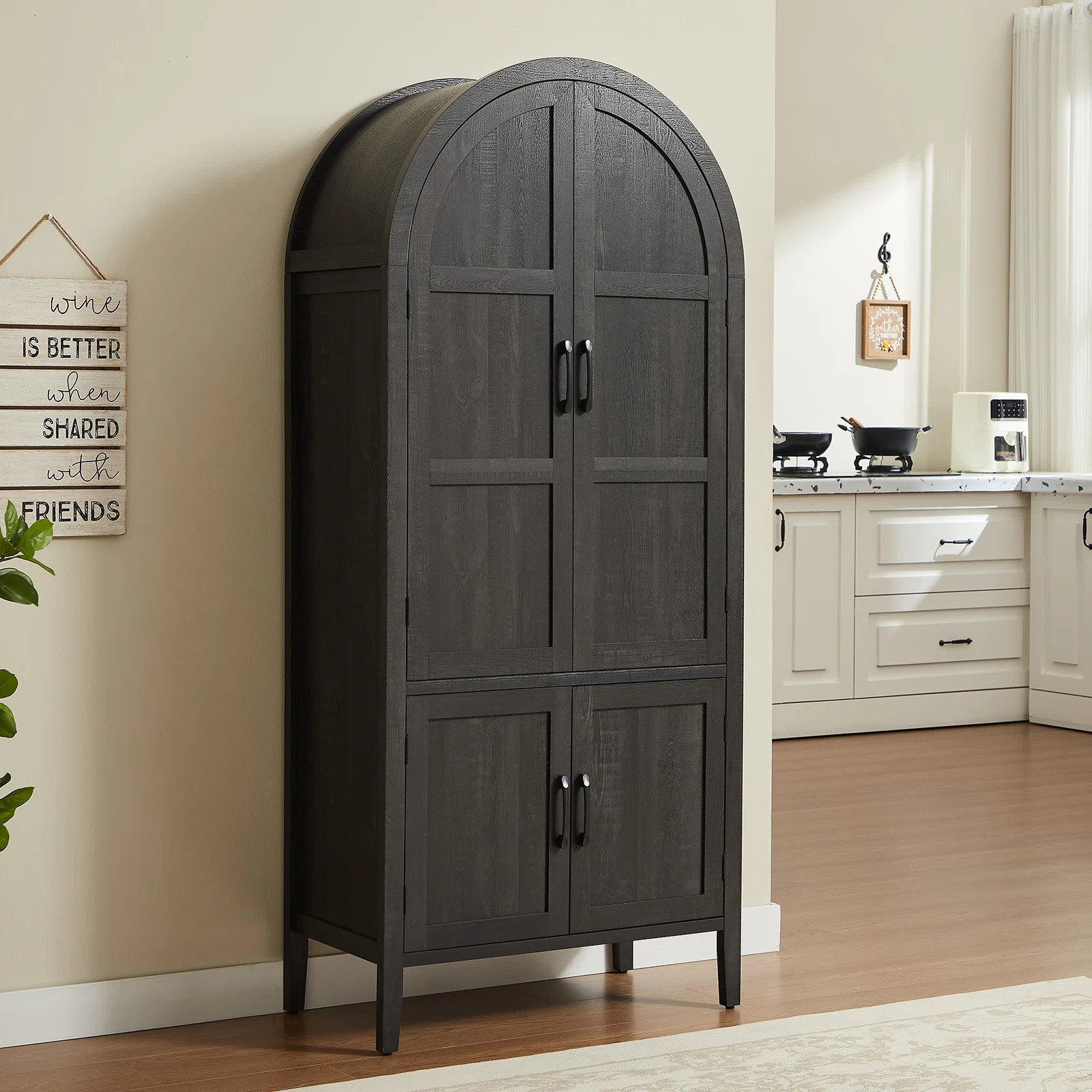 71 Inch Tall Arched Cabinet, 5-Tier Arched Kitchen Pantry Cabinet With Doors & Shelves | Wayfair North America