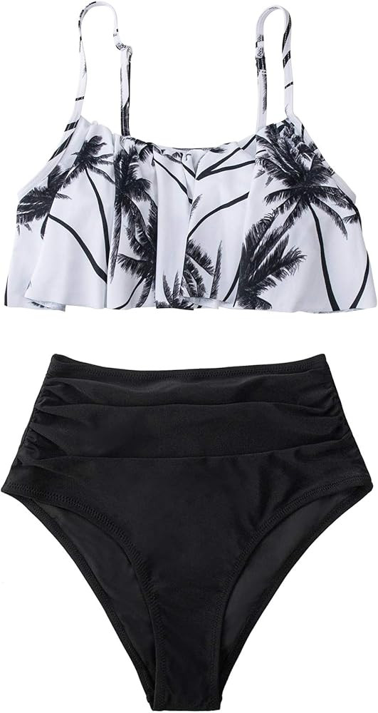 CUPSHE Women's High Waisted Falbala Bikini Set | Amazon (US)