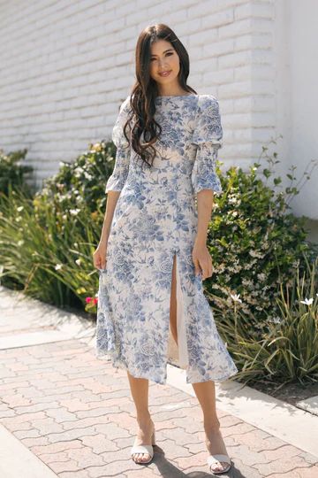 Erin Puff Sleeve Midi Dress | Morning Lavender
