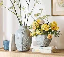 Floral Dusty Blue Vase | Pottery Barn (US)