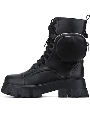 Cape Robbin Monalisa Women's Combat Boots - Ankle Boots for Women with Side Zipper and- Pouch - W... | Amazon (US)