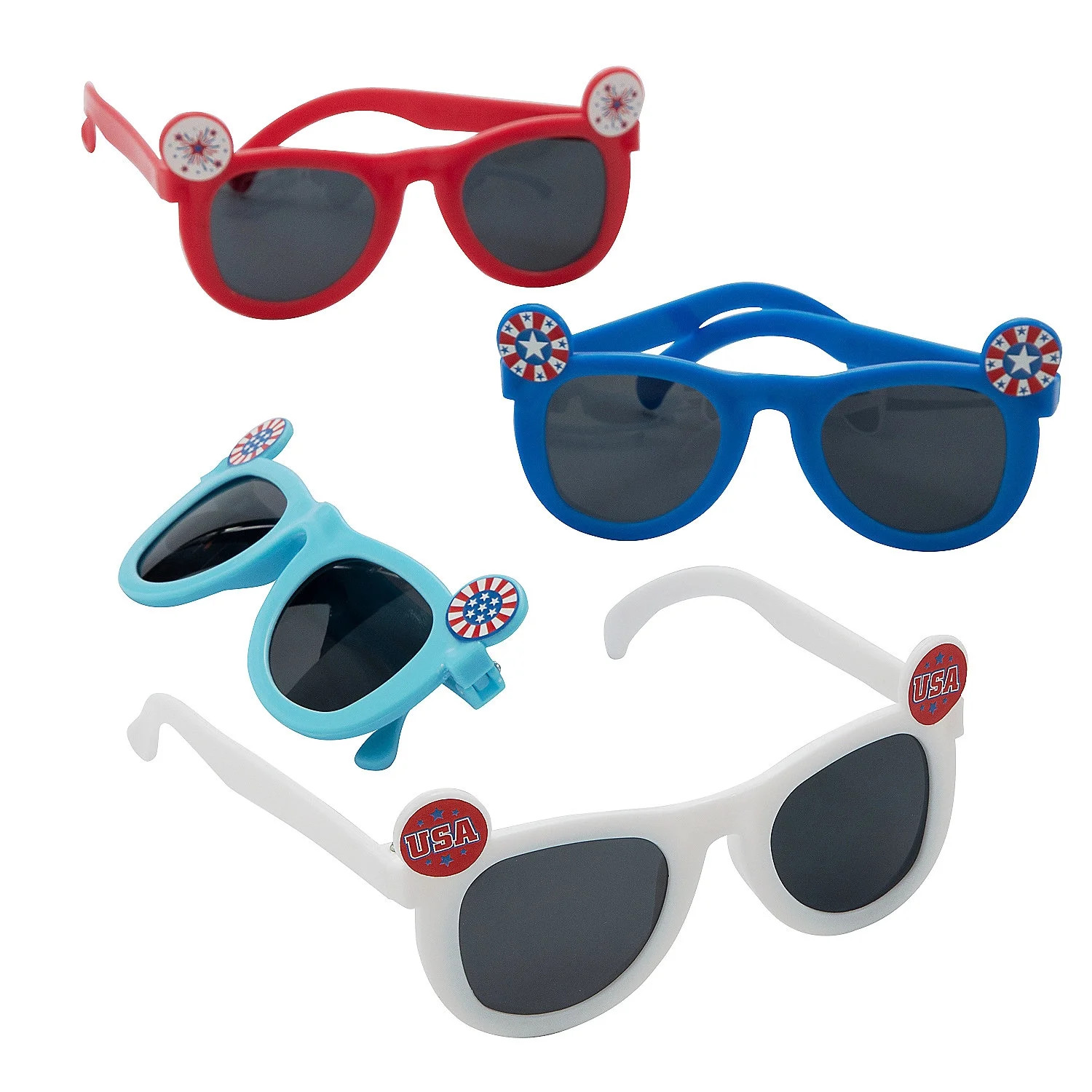 5" Kids Patriotic Fun Red, White & Blue Icon Sunglasses - 12 Pc. | Walmart (US)