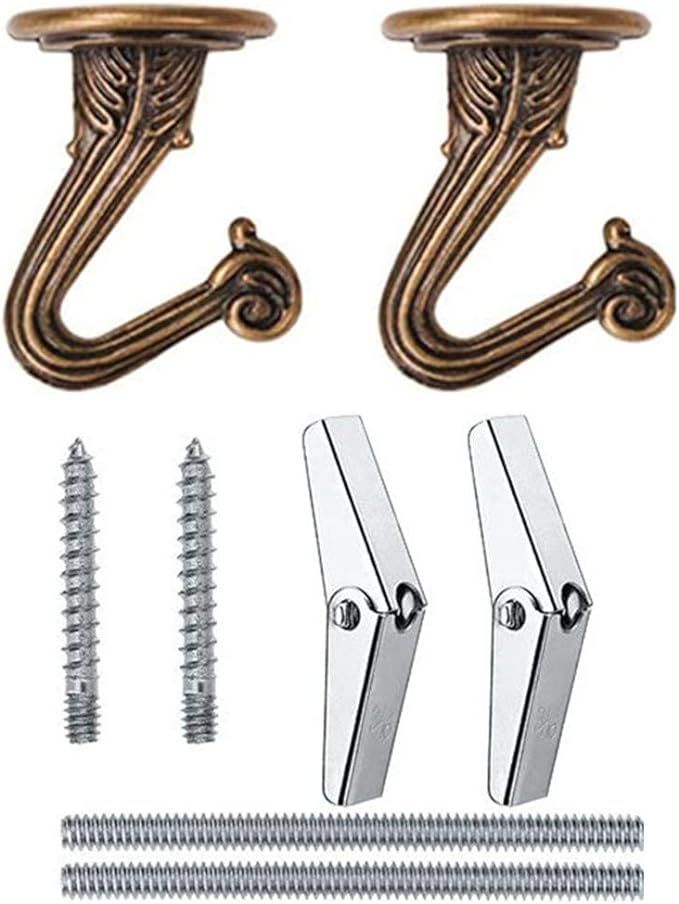 Amazon.com: QMseller 2 Sets Metal Ceiling Hooks, Heavy Duty Swag Ceiling Hooks with Hardware for ... | Amazon (US)