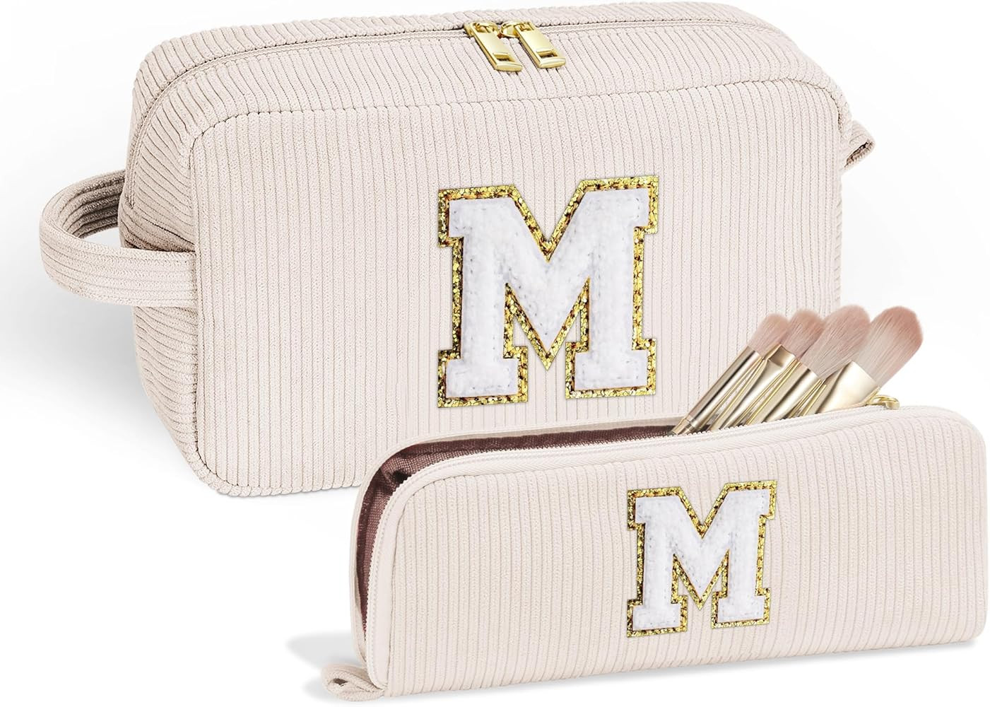 Mothers Day Gifts - Cute Travel Makeup Bag White Makeup Bag Make Up Bag Travel Cosmetic Bags for ... | Amazon (US)