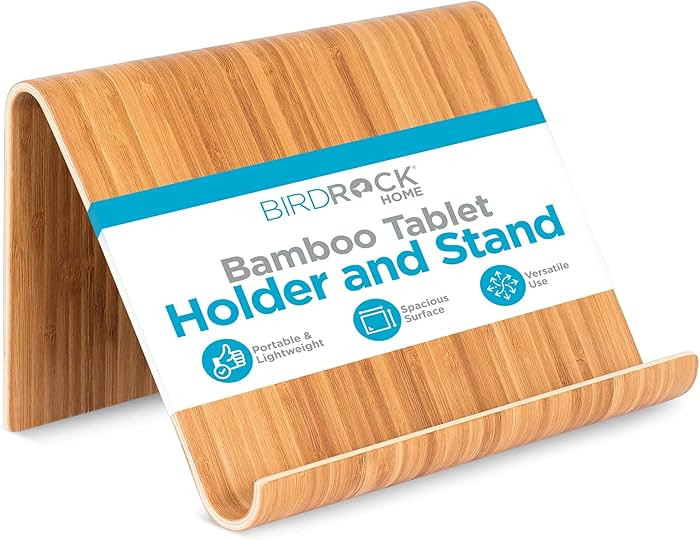 Bamboo Tablet Holder and Stand - Natural Wood - Adjustable Base for Surface, E-Readers, Smartphon... | Amazon (US)