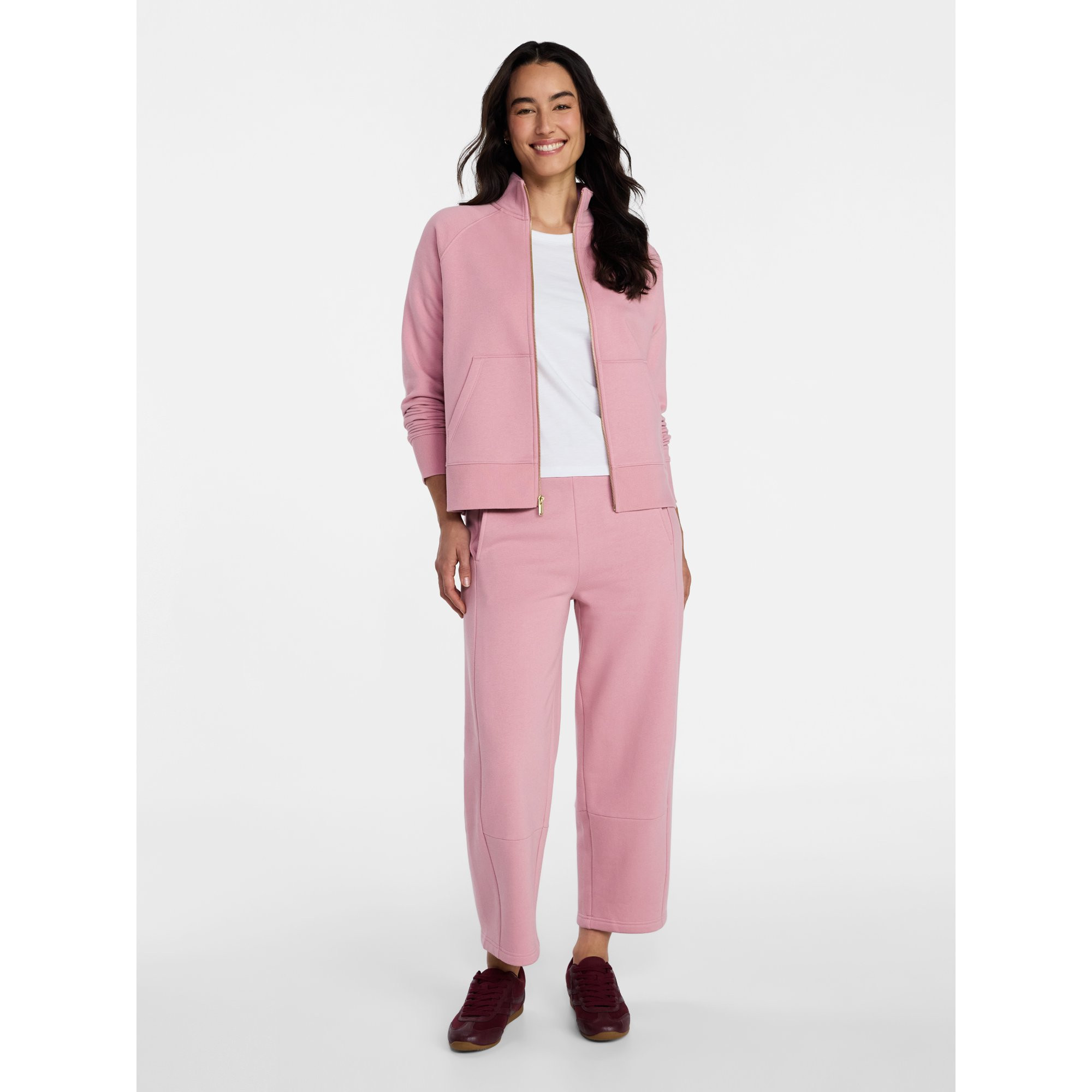 Time and Tru Women's Fleece Sweatshirt and Barrel Leg Pants Set, 2-Piece, Sizes XS-XXXL | Walmart (US)