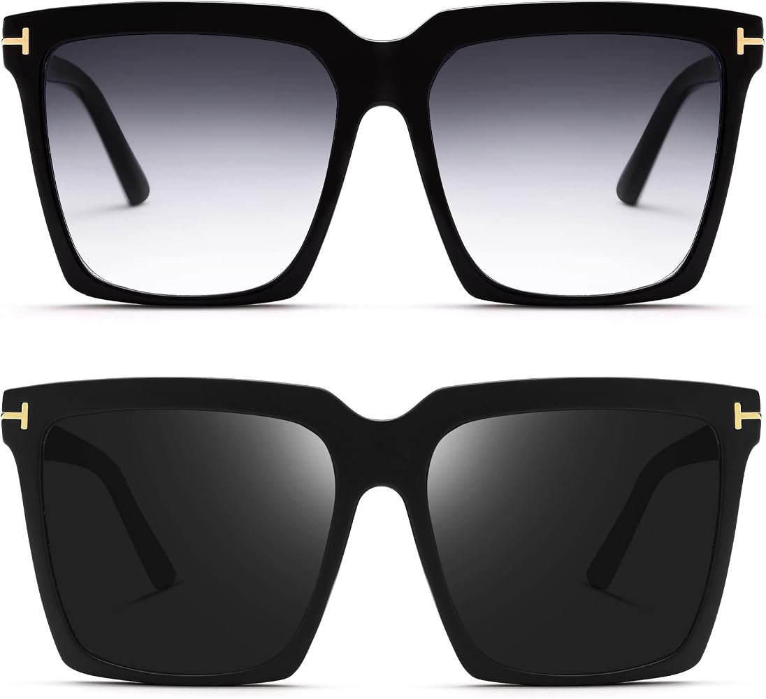 Oversized Square Sunglasses for Women Men Fashion Luxury Big Frame Shades | Amazon (US)