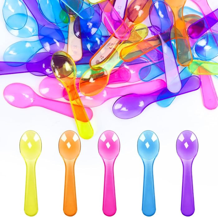 200-Pack of 3-Inch Colored Taster Spoons, Multi-Color Mini Plastic Spoons with Storage Box for Pa... | Amazon (US)